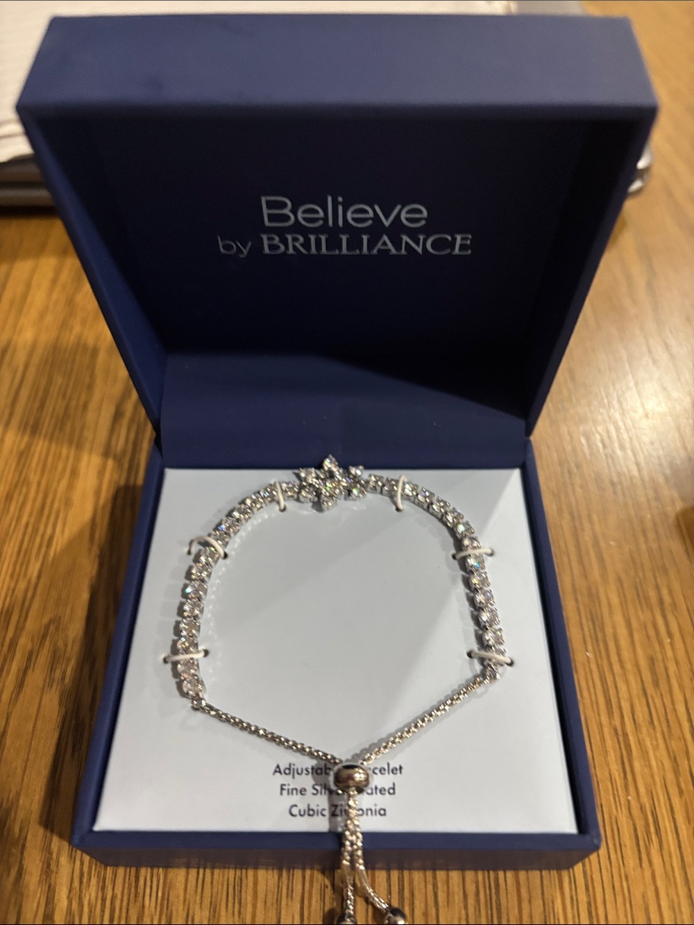 Silver Cubic Zirconia Adjustable Bracelet - Silver